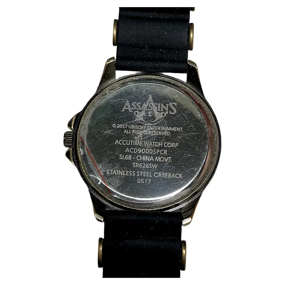 Assassins Creed Video Game Accutime Watch Bronze Studded Rubber Strap Official
